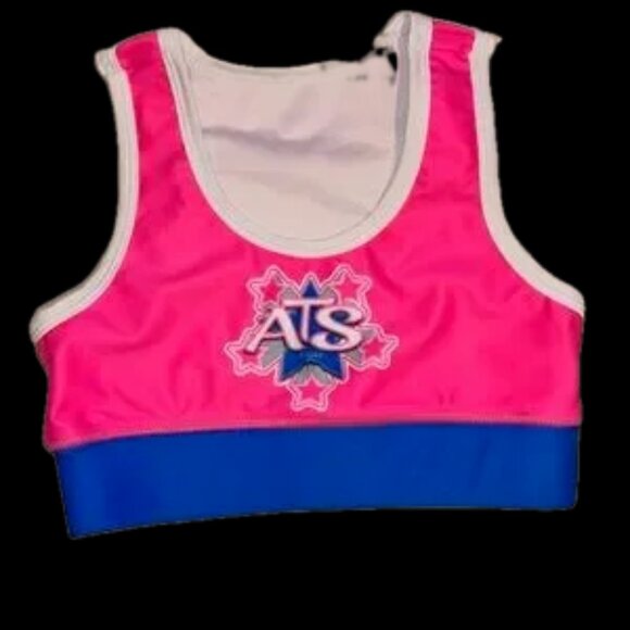 Vibrant Pink and Blue Racerback Tank Top gymnastics sports bra - Picture 5 of 7